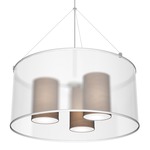 Three in One Pendant - Brushed Nickel / Walnut Stained Veneer