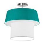 Clive Pendant - Brushed Nickel / Turquoise Silk