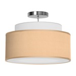 Abba Drum Pendant - Brushed Nickel / Silk Champagne