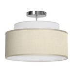 Abba Drum Pendant - Brushed Nickel / Silk Cream