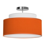 Abba Drum Pendant - Brushed Nickel / Silk Orange