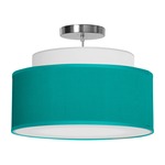 Abba Drum Pendant - Brushed Nickel / Silk Turquoise