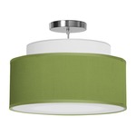 Abba Drum Pendant - Brushed Nickel / Silk Verde