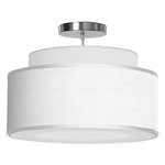 Abba Drum Pendant - Brushed Nickel / Silk White