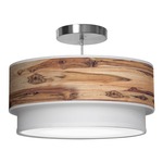 Luther Pendant - Brushed Nickel / Teak Photo Veneer