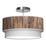 Luther Pendant - Brushed Nickel / Vertical Plank Photo Veneer