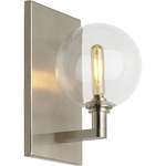 Gambit Single Wall Sconce - Satin Nickel / Clear