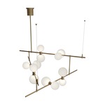 ModernRail Orb Chandelier 2 - Aged Brass / Frosted