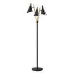 Nadine 3-Arm Floor Lamp - Antique Brass / Matte Black