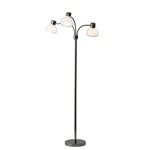 Presley 3-Arm Floor Lamp - Black Nickel / Clear