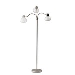 Presley 3-Arm Floor Lamp - Polished Nickel / Clear