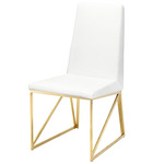 Caprice Dining Chair - Brushed Gold / White Naugahyde