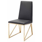Caprice Dining Chair - Brushed Gold / Black Naugahyde