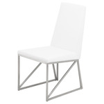 Caprice Dining Chair - Brushed Stainless Steel / White Naugahyde