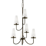 Marcel Tiered Chandelier - Textured Bronze  / Off White