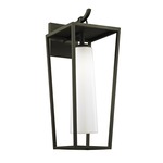 Mission Beach Outdoor Wall Light - Textured Black / Opal