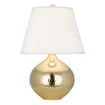 Dal Round Table Lamp - Modern Brass / Oyster Linen