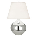 Dal Round Table Lamp - Polished Nickel / Oyster Linen