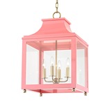 Leigh Pendant - Aged Brass / Pink / Clear