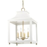 Leigh Pendant - Aged Brass / White / Clear
