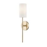 Olivia White Linen Wall Sconce - Aged Brass / White Linen