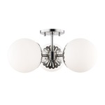 Paige Semi Flush Ceiling Light - Polished Nickel / Opal