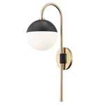 Renee Plug-in Wall Sconce - Aged Brass / Black / Opal