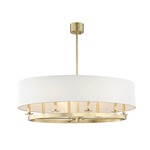 Durham Oval Chandelier - Aged Brass / Off White