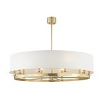 Durham Chandelier - Aged Brass / Off White