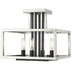 Quadra Semi Flush Ceiling Light - Brushed Nickel / Black