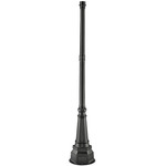 3IN Fitter Outdoor Round Post with Decorative Base - 7 Foot - Black