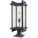Fallow Outdoor Pier Light with Traditional Base - Black / Clear Seedy