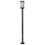 Fallow Outdoor Post Light with Square Post/Stepped Base - Black / Clear Seedy