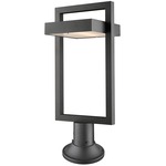 Luttrel Outdoor Pier Light with Simple Round Base - Black / Frosted