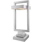 Luttrel Outdoor Pier Light with Square Stepped Base - Silver / Frosted