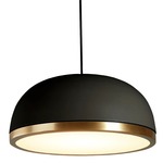Molly Pendant - Brushed Brass Ring / Sand Black Dome