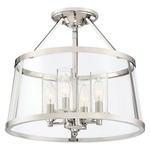 Barlow Semi Flush Ceiling Light - Polished Nickel / Clear Seedy