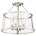 Barlow Semi Flush Mount Ceiling Light - Polished Nickel / Clear Seedy