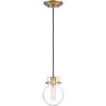 Sidwell Mini Pendant - Weathered Brass / Clear