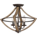 Shire Semi Flush Ceiling Light - Rustic Black / Faux Wood Grain