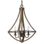 Shire Chandelier - Rustic Black / Faux Wood Grain