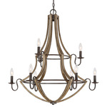 Shire Chandelier - Rustic Black / Faux Wood Grain