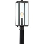 Westover Outdoor Post Light with Round Fitter - Earth Black / Clear Beveled / Clear Seedy