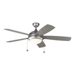 Discus Outdoor Ceiling Fan with Light - Brushed Steel / Painted Brushed Steel