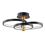 Hoopla Semi Flush Ceiling Light - Black / Gold