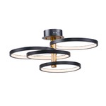 Hoopla Semi Flush Ceiling Light - Black / Gold