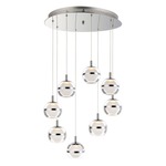 Swank Multi Light Pendant - Polished Chrome / Clear / Frosted
