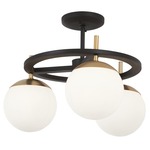 Alluria Semi Flush Ceiling Light - Weathered Black / Etched Opal