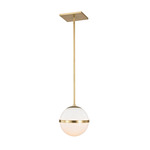 Truax Aged Brass Stripe Chandelier - Aged Brass / White Glass