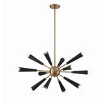 Zodiac Sputnik Chandelier - Aged Brass / Black